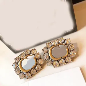 Full Diamond Classic Style Women Designer Studs Retro Color Fashion Luxury Couple Earrings