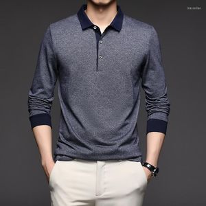 Erkek Polos 2022 Erkek Gömlek Polo T-Shirt Erkekler Kore Moda Giyim Erkek Uzun Kollu Gündelik Uyum İnce Adam Düğmesi Yakalar