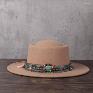 Boinas de lã homens homens fedora chapéu para papai torta de porco preto cavalheiro jogador plano jazz top jazz