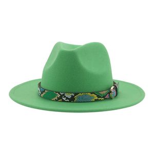 Cappelli da berretto/teschio cappelli per uomo cinghia stampato serpente vintage cappelli fedora larghi affascinanti neri verdi donne cappelli in feltro sombreros de mujer l221013