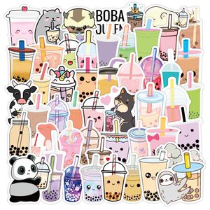 50 sztuk Boba Tea naklejki Bubble Tea perła mleko naklejki winylu wodoodporny zderzak do laptopa butelki na wodę komputer dorośli dzieci nastolatki W1093