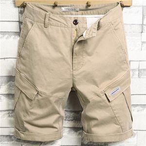 Men's Shorts Summer 2022 Multi Pocket Relaxed Straight Crop Pants Men's Fashion Casual Short Youth Working Cargo Men