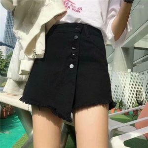 Damskie dżinsy kobiety krótkie wysoką talię A-line na wpół swobodne szerokopasmowe spodnie JS25