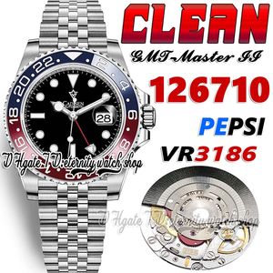 Clean GMT cf126710 VR3186 Pepsi Automatic Mens Watch CF Red Blue Ceramic Bezel Black Dial 904L JubileeSteel Bracelet Super Edition Same Card eternity Watches