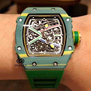 Wine Barrel Watch Rm67-02 Series 2824 Automatic Mechanical Green Carbon Fiber Tape Men