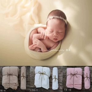 Abiti da battesimo Soft Newborn Backdrop e Wrap Set Baby Photography Puntelli Double-side Neonato Beanbag Posing Fabric Cover Stretch Baby Blanket T221014