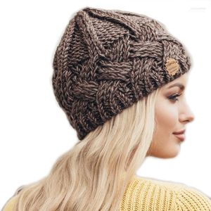 Beanies Beanie/Skull Caps Fashion European Women Hat 2022 Winter Hats for Beanie Pure-Color Curled grov ullmössa uppvärmning stickade mössa1