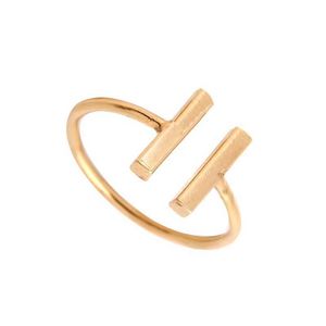 Band Rings Factory Price FashionDouble Bar Ring Gold Silver Rose Plated Party Gifts Lycka Friendship For Women Can Mix Color EFR033