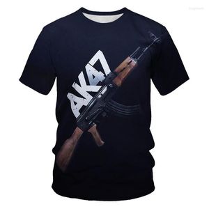 Męskie koszule 2022 Fun Pubg Gra Gun Print T-shirt krótkie rękawie zaokrąglenia moda Summer Camisetas jujutsu kaisen