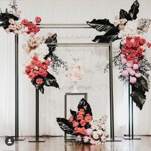 Decoration New Wedding Square Double Background Arches Flowers Metal Flower Arch Welcome Area Layout Geometric Stand Decoration imake424