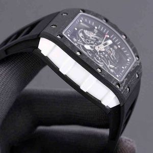 Business Leisure RM055 Полностью автоматическая механическая мельница R Watch Carbon Fiber Case Tape Mens Watch Designer Водонепроницаемые наручные часы Высокие качества Jrow