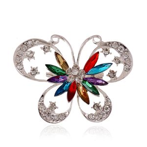 Elegant Silver Plated Austrian Crystal Butterfly Brooches for Women Fashion Brooch Pin Wedding Jewelry Nice Gift Wholesale