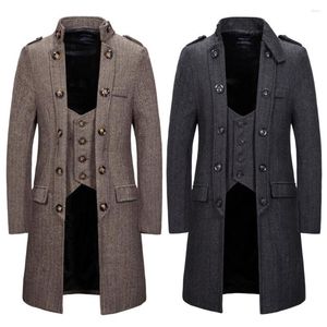 Men's Trench Coats Trendy Men Outwear Coat Buttons Washable Solid Color Coldproof Overcoat Super Soft For Daily Wear