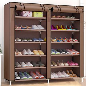 Clothing Storage Double Row DIY Shoe Rack Home Assembly Multi-layer Dormitory Dustproof Shoes Shelf Space-saving Cloth Cabinet