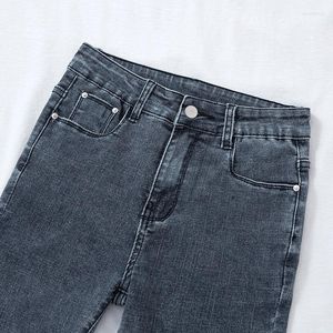 Kvinnors jeans kvinnors kvinnor str￤cker blyerts f￶r med h￶g midja byxor mager kvinna denim streetwear
