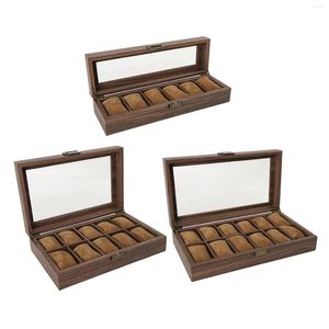 Watch Boxes Luxury Wooden Box Men Jewelry Rings Case Organizer Glass Top