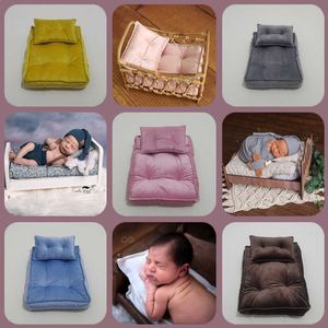 Sukienki chrzestne Nowonarodzone fotografię dla dzieci Rattan Bed Mini Mattress Fotografia Akcesoria Studio Zdjęcie Strzelanie pozytywne poduszka T221014