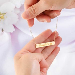 Pendant Necklaces Long Bar Necklace Engraved Custom Any Name Necklace Personalized Stainless Steel Nameplate Word Letter Pendant Necklace Jewelry L221011