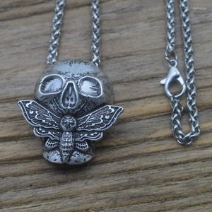 Chains Dead Head Skull Moth Butterfly Necklace Halloween Gift Mysterious Jewelry