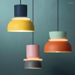 Pendant Lamps Nordic Suspension Led Lamp Macaron Chandelier Living Study Bar Dining Room Bedside Decoration Furniture Hanging Lighting