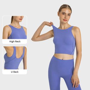 L-219 High Neck Bra Slim Fit Yoga Bras Elastic U back Sports Tank Top Breathable Women Vest with Removable Cups