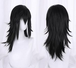 Anime Demon Slayer Tomioka Giyuu Harajuku Long Hair Wigs Hairpiece Cosplay 55cm