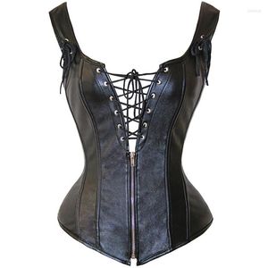 Bustiers & Corsets Sexy Leather Bustier Party Gothic Corselet Bodice Women Steampunk Corset Tops Lace Up Zipper Lingerie