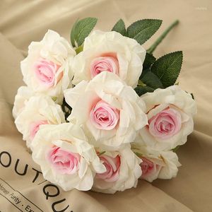 Decorative Flowers High-quality Simulation 10 Bunches Curled Corners Roses Home Living Room Dining Table Wedding Road Lead Fake Artifical