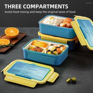 Geschirr-Sets, abnehmbare Lunchbox, 3 Fächer, Güteklasse PP5, Bento-Aufbewahrung mit Utensilien, BPA-frei