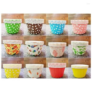 Bakeware Tools 100pcs/set Rolled Edge Coated Cake Paper Cups Cartoon Large/small Muffin High Temperature Resistant Trays