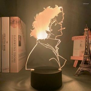 Gece Işıkları 3D Lamba Anime Kovboy Bebop Spike Spike LED Işık Çocuk Odası Deco Doğum Günü Hediye Manga