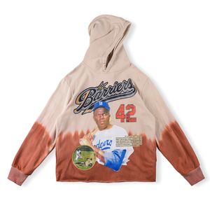 2023 Tieb farbowanie bluzy bluzy dla mężczyzn Kobiet Baseball Printd Trend Pullovers z kapturem z kapturem