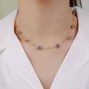 Choker GD Sommer Böhmen Blume Charm Kette Halskette Golden Edelstahl Bunte Gänseblümchen Nicht Anlaufende Schmuck Frauen