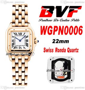 BVF WGPN0006 Swiss Ronda Quartz Ladies Watch 22mm 18K Rose Gold White Dial Black Roman Stainless Steel Bracelet Womens Watches Super Edition Puretime D4