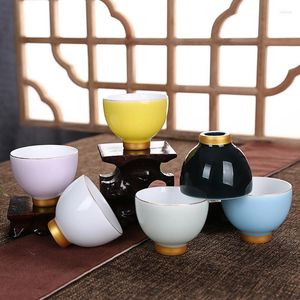 Mugs 6Pcs/Set Chinese Tea Cup Ceramic Teacup Set Teapot Accessories Mug Coffee Hand Gift 6 Colors Water 50ML