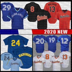 Baseball Jerseys New College Men's 24 Ken Griffey Jr. Jersey 29 Joe Carter Roberto Alomar Josh Donaldson Jose Bautista 13 Manny Machado 8 Cal