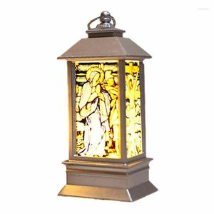 Bordslampor lyktor dekorativa med Jesus mönster batteri drivs vintage jul natt ljus hem dekoration gåva för trädgård sovrum li