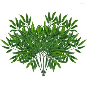 Fiori decorativi 5 pezzi di foglie di bambù artificiale simulazione foglie di plastica rami per ornamenti nuziali decorazioni per ufficio giardino domestico