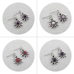 Dangle Earrings Fashion Small Flower Drop For Women Party Vintage Silver Rhinestone Edelweiss Post Gifts Jewelry Wholesale