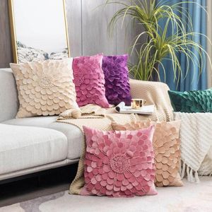 Pillow Fashion Case Splicing Single Side Printed Soft Touching Romantic Square Flower Throw Cover