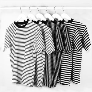 Men's T Shirts Men's T-Shirts Retro Nostalgic Striped T-shirt And Women's Short-sleeved Combed Cotton Loose Half-sleeved Round