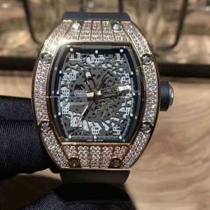 Wine Barrel Watch RM010 Series 2824 Automatisk mekanisk meijin Full Diamond Tape Mens Watch