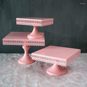 Bakeware Tools Square Type Cake Stands Pink Princess Birthday Theme Party Topper Wedding Cupcake Stand Dessert Tray Home Supplies