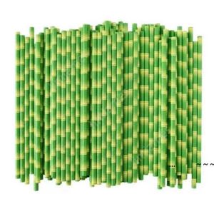 Paper Straws 19.5cm Disposable Bubble Tea Thick Bamboo Juice Drinking Straw lot Eco-Friendly Milk-Straw Birthday Wedding Party Gifts 500 lots DAJ503