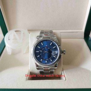 K6F Maker Mens Watch CAL.9001 Movement 42mm Sky-Dweller 326934-0003 Blue Dial Annual Calendar GMT World Time Watches Mechanical Automatic Men's Wristwatches