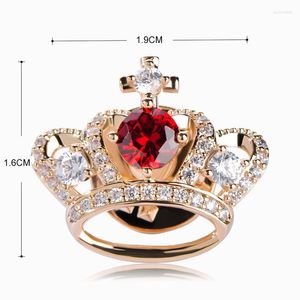 Broches blucome Red Crown Collar Suit Sweater Pins Full Rhinestones zircões de casamento jóias de corpete garotas garotas clipe