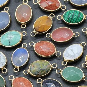 Ciondoli in pietra naturale ovale sfaccettato connettore a forma di goccia d'acqua pendente agata quarzo per creazione di gioielli collana orecchino regalo donne