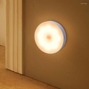 Nocne światła doładowujące czujnik ruchu LED LIKA Schody Krok wewnętrzny Lampa ścienna szafki dla dzieci Domowa sypialnia Dekor
