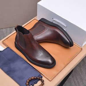 New Men's ankle Boots Boots Boots Bruty Shoes Shoes Outdoor Flats Elegant Mener Men Leather Size 38-45