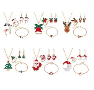 Cartoon Drip Color Christmas Tree Christmas Gift Earrings Necklace Bracelet Jewelry Sets